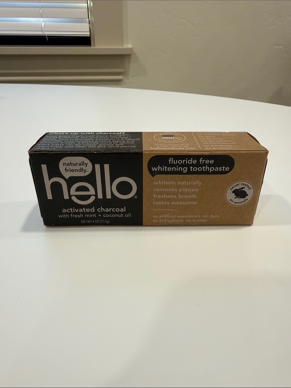 Hello activated charcoal with fresh mint + coconut oil toothpaste NWT